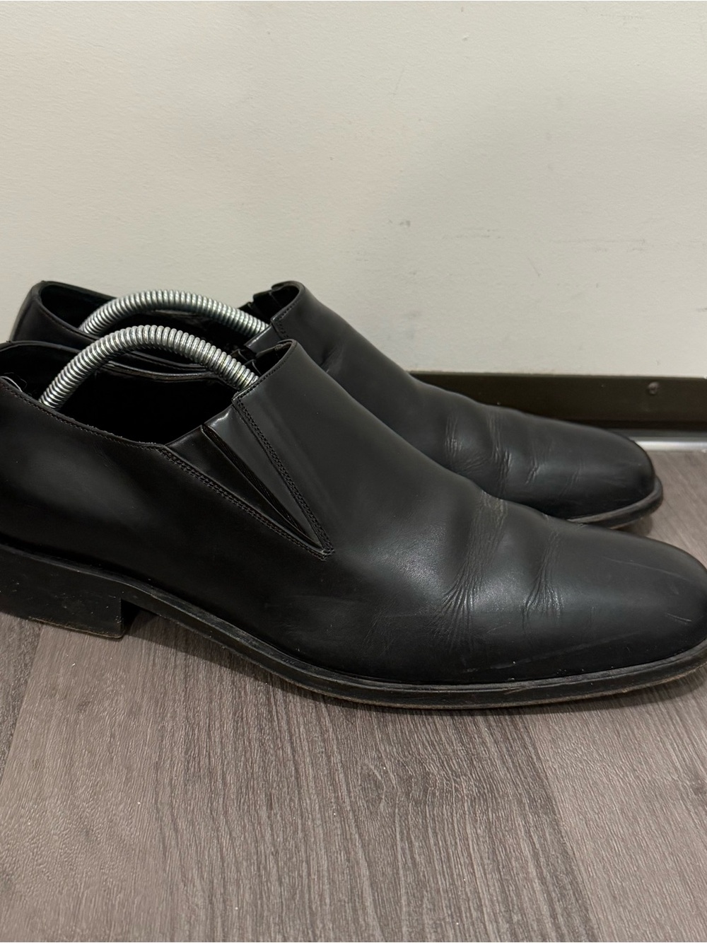 Gucci Men's Black Leather Plain Toe Derby size 43 eu men’s us 10 E Italy RARE - Picture 6 of 16